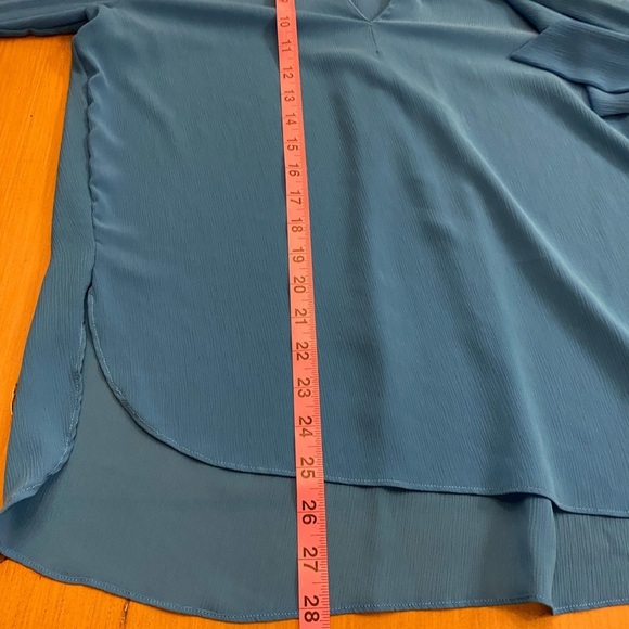Prabel Gurung women’s blue ruffle tie flowing blouse size 14 excellent condition - Picture 12 of 13